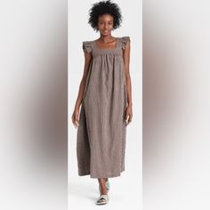 Target A New Day Women's Short Ruffle Sleeve A-Line Dress - Sz S Nwt Length From Shoulder To Hem 51 Inches Brown Ruffled Dresses For Daywear, Brown Ruffled Maxi Dress For Day Out, Brown Ruffled Midi Dress For Daywear, Target Dresses, Aline Dress, A New Day, New Day, Day Dresses, A Line Dress