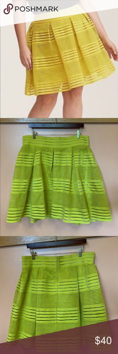 Torrid Chartreuse Striped Sheer Aline Skirt NWT- Sheer striped fully lined Aline skirt with elastic waist.  Super fun! torrid Skirts A-Line or Full Stretch A-line Skirt For Party, Fitted A-line Skort For Spring, Spring Pleated Full Skort, Spring Full Pleated Skort, Spring Full Skort With Pleated Details, Fitted Full Skirt Skort For Spring, Spring Fitted Full Skirt Skort, Green Fitted Pleated Skirt For Party, Fitted A-line Skirt For Spring