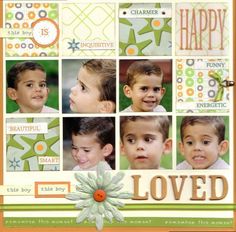 a scrapbook page with many different pictures and words on the pages, including flowers