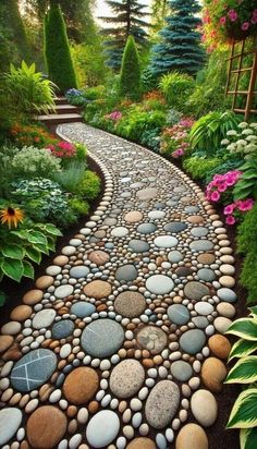 Stones In Garden, Stone Edging Ideas, Stone Garden Ideas, Stone Edging, Stone Ideas, Rock Flowers, Rock Garden Design, Minimalist Garden, Stone Pathway