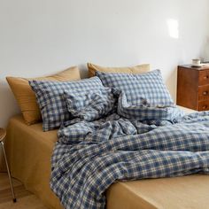 Plaid Bedding Set / Blue + Mustard - Best Stylish Bedding - Ever Lasting Red And Black Bedding, Plaid Duvet Cover, Black Bed Set, Green Bedding Set, Stylish Bedding, Plaid Bedding, Blue Bedding Sets, Bed Sheet Sizes, Twin Bed Sets