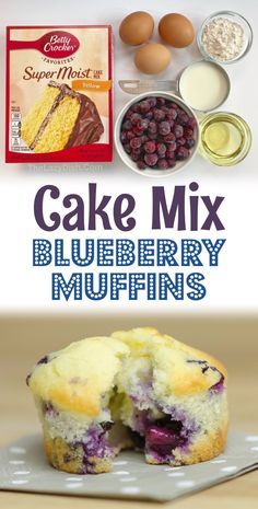 blueberry muffins with the title cake mix