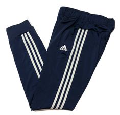 Excellent Condition Womens Adidas Essentials 3-Stripes Tapered Cuffed Joggers Blue Small. Condition is "Pre-owned". Shipped with USPS Priority Mail. No Size Tag Navy Blue Side Pockets Adjustable Waist Thank you for your interest Sporty Blue Joggers With Three Stripes Branding, Blue Sporty Joggers With Three Stripes, Blue Sports Joggers With Three Stripes Branding, Blue Sports Joggers With Three Stripes, Blue Sports Joggers With Side Stripes, Blue Sportswear Joggers With Three Stripes, Blue Joggers With Three Stripes Branding For Sports, Blue Joggers With Three Stripes Branding For Jogging, Blue Joggers With Three Stripes For Sports