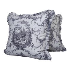 Waverly Linen French Print Throw Pillow Covers- a Pair