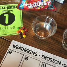 a table topped with candy, candies and other items to make an ice cream sundae