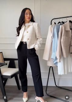 Work Outfit Petite Women, Formal Lunch Outfit Winter, Tweed Jacket Outfit Formal, Boucle Jacket Outfit Classy, Colorful Interview Outfits, Expensive Style Outfits, Oath Ceremony Citizenship Outfit, Work Dresses For Women Office Outfits Classy Young Professional, Winter Corporate Fashion