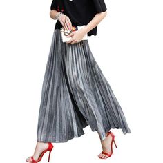 [xlmodel]-[size]-[9999Size Table Shiny Gold or Silver Pleated long Skirt. Elegant, Luxury expensive looking design, with stretched high waist pull on closure. S (US 8-10), M (US 10-12), L (US 12-14) Pattern Type: SolidDresses Length: Ankle-LengthStyle: CasualMaterial: SpandexSilhouette: PleatedWaistline: EmpireDecoration: None Compare the detail sizes with yours, pls allow 1~3cm differ due to manual measurement. Measurement In CM Size Waist Length S 64-92 95 M 66-94 96 L 68-98 97 Measurement In Long Gold Skirt, Maxi Skirt Formal, Gold Pleated Skirt, Floor Length Maxi Skirt, Shiny Skirts, Long Skirt Summer, Long Skirt Fashion, Long Maxi Skirt, Gold Skirt