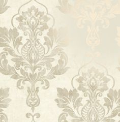 an ornate wallpaper pattern in beige and gold