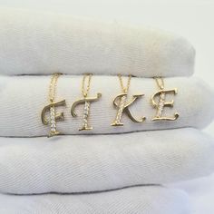 -Personalized Custom Alphabet Letter initial pendant necklace is made with high-quality 14K solid gold and decorated with white cubic zirconia. - We recommend you to review our other bracelets and necklaces. We have listed many kinds of beautiful and trendy gold and silver products. You won't regret! https://www.etsy.com/shop/LatikaJewelryShop - This dainty, delicate and trendy initial pendant necklace has been artfully designed for timeless fashion and you can order in two different colors, yel Fine Jewelry Initial Necklace With Diamond Accents As Gift, Personalized Initials Jewelry In Cubic Zirconia, Personalized Gift Jewelry With Initials In Cubic Zirconia, Personalized Cubic Zirconia Jewelry With Initials, Gold Initial Pendant Name Necklace With Diamond Accents, Gift Diamond Accents Initial Pendant Name Necklace, Initial Pendant Necklace With Diamond Accents As Gift, Diamond Accented Initial Pendant Necklace Gift, Gift Round Initial Necklace With Diamond Accents