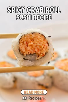 Spicy Crab Roll Sushi on a Plate - Japanese Food Recipe Sushi Spicy Crab, Spicy Crab Sushi Roll Recipes, Spicy Crab Sushi Bowl Recipe, Volcano Sushi Roll Recipe, Sushi Crab Mix Recipes, Sauteed Crab Claws Recipe, Crab Sushi Bowls, Tempura Roll Sushi, Crab Roll Sushi