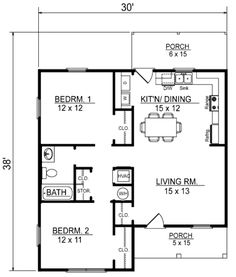 the floor plan for a two bedroom, one bathroom apartment with an attached living area