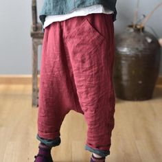 There is nothing more stylish and comfortable than oversized harem pants. They are flowy, loose, wide, and super casual. The full-length leg and the baggy style allow easy movement and the front pocket is super convenient. Appropriate for warm days and nights, these harem pants will easily pair with different shirts and footwear. Specifications Fabric: Linen Length: Full Length Style: Casual Zen Fit: Loose Fit Fabric Type: Broadcloth Closure: Elastic Waist Pattern: Solid Waist: Mid Waisted Front Baggy Cotton Ankle-length Harem Pants, Red Baggy Cotton Harem Pants, Red Baggy Harem Pants, Baggy Drawstring Wide-leg Harem Pants, Baggy Full-length Harem Pants With Pockets, Overalls 90s, Overalls Plus Size, Instagram Dress, Hippie Pants