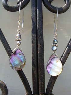 Ocean Tears - Abalone Earrings Pierced Teardrop Pearl Earrings, Silver Pearl Teardrop Drop Earrings, Silver Teardrop Mother Of Pearl Earrings, Unique Teardrop Pearl Earrings, Unique Teardrop Pearl Earrings For Pierced Ears, Unique Silver Pearl Drop Earrings, Teardrop Mother Of Pearl Ear Wire Jewelry, Adjustable Nickel-free Teardrop Pearl Earrings, Silver Teardrop Pearl Earrings With Ear Wire