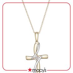 in stock 14k Gold Cross Jewelry With Diamond Accents, Fine Jewelry 14k Stamped Cross, 14k Gold Cross Pendant Jewelry For Anniversary, Elegant 14k Stamped Cross Jewelry, Macy's 14k Gold Jewelry With Diamond Accents, Macy's 14k Gold Jewelry For Anniversary, Macy's Gold Pendant, Yellow Gold Cross Pendant With Diamond Accents, Yellow Gold Cross Pendant Jewelry With Diamond Accents