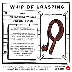 a cartoon drawing of a whip on top of a piece of paper with the caption'whip of grasping '