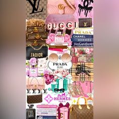 a collage of women's handbags and purses is shown in this image