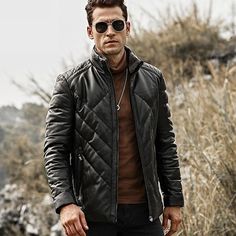 Men's Genuine Lambskin Winter Warm Leather Coat with Removable Collar — GeraldBlack.com Leather Coats For Men, Fur Decoration, Fur Decor, Fur Collar Jacket, Mens Fashion Wear, Removable Collar, Sheepskin Jacket, Winter Outerwear, Real Leather Jacket