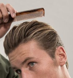 How to Style A Pomp - With Uppercut Deluxe Slicked Back Hair Medium Length, Pushback Hairstyle Men, Short Slicked Back Hair Men, Pushed Back Hair Men, Uppercut Hairstyle, Slick Back Hair Men, Slicked Back Hair Men, Pomade Hairstyle, Pompadour Hairstyle For Men