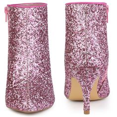 Pretty meets practical on this sparkly glitter ankle boots with glitzy crystals at the whole, Sparkling glitter gives a celebratory vibe to this pretty ankle boot made with handy pull tabs on the side. Hustle back to the disco era in this all-aglitter pointed-toe boot. Glitter Ankle Boots; Sparkle Glitter Boots; Pointy Toe; Stiletto Heel; Size Zipper. Vamp: Glitter; Outsole: Rubber; Heel: ABS. Heel Height: 3 1/7 inches; Shaft Height: 4 inches. Pointed-toe design, elegant, pretty, polished, and d Glitter Ankle Boots, To The Disco, Clear Block Heels, Chunky Heel Ankle Boots, Glitter Boots, Disco Era, Western Ankle Boots, Buckle Ankle Boots, Shoes Boots Ankle