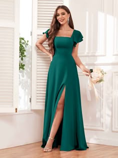 #color_Teal Emerald Green Bridesmaid Dresses, Stevie Dress, Dark Green Bridesmaid Dress, Teal Bridesmaid Dresses, Short Sleeves Dress, Emerald Bridesmaid Dresses, Draped Sleeves, Formal Occasion Dress, Girls Long Dresses