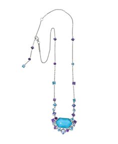 Stephen Webster Multi-Gem 18 Karat White Gold British Tessellated Necklace - Wilson's Estate Jewelry Jewelry Tutorials Free, Beaded Dragonfly, Stephen Webster, Viking Jewelry, Shiny Things, Wrapped Jewelry, Delicate Jewelry, Maker's Mark, Bead Jewelry