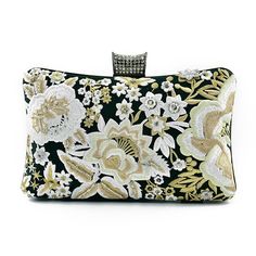 Buy Green Flower Embroidery Clutch Purse Evening Bags Clutch Handbags Worldwide Free shipping and return, color: Green , material: Silk Embroidery Clutch, Wedding Handbag, Bags Online Shopping, Lv Bags, Authentic Designer Handbags, Clutch Purse Evening, Designer Handbag, Feather Print, Black Flower