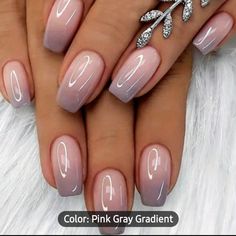 24pcs Square-Shaped Glossy Gradient Ombre Press-On Nails - Short Length, Pink And Gray Color Tone, Daily Wear False Nails For Women And Girls - Easy To Apply And Long-Lasting Light Colored Nails, Colored Nail Tips, Valentine Nails, Beach Nails, Nail Arts