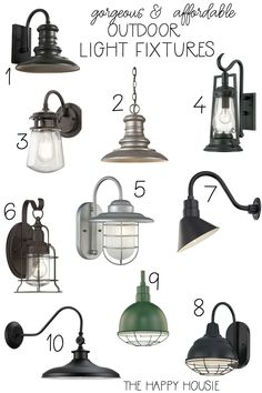 an image of outdoor lighting fixtures with the words, gorgeous and comfortable outside light fixtures