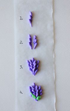 some purple flowers are on top of a piece of paper and the words, 100 images about frosting techniques & piping on pinterest