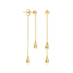 Ross-Simons - 14kt Yellow Gold Front-Back Teardrop Earrings. Eternally chic with fashion-forward flair, these 14kt yellow gold front-back earrings dangle classic teardrops from slinky cable chains and ball studs. Modern yet understated, this pair is perfect for when you want to look effortlessly elegant and on trend. Hanging length is 1 3/4". Post/clutch, 14kt yellow gold front-back teardrop earrings. Gold Fronts, Front Back Earrings, Drop Earrings Gold, Gold Drop Earrings, Earrings Dangle, Teardrop Earrings, Cable Chain, Earrings Gold, To Look