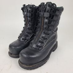 Thorogood Women's 5.5 Waterproof Power Ems Firefighter Comp Toe 9" Boot 504-6379 Good Condition, Light Wear, Some Scuffing On Right Boot's Heel. Right Boot Also Shows Some Surface Abrasions To Leather (But Doesn't Penetrate Leather). Moto Boots, Firefighter, Heeled Boots, Women Shoes, Boots, Heels, Leather, How To Wear, Women Shopping