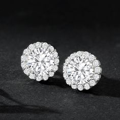 Ross-Simons - 3.60 ct. t. w. Cubic Zirconia Earrings in Sterling Silver. Who knew sparkle this incredible could come at such an affordable price? Sizable 3.00 ct. t. w. round brilliant-cut CZs are haloed by more petite .60 ct. t. w. round brilliant-cut CZs. This impressive pair is the perfect fuss-free accessory for your busy days. Ideal for worry-free travel! Set in polished sterling silver. Post/clutch, CZ earrings. CZ weights are diamond equivalents. Cubic Zirconia Earrings, Cz Earrings, Diamond Earrings Studs, Cubic Zirconia, Halo, Diamond Earrings, Hair And Nails, Sparkle, Fine Jewelry