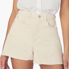 Ivory Stretch Twill Denim Shorts By We Wore What. High-Rise Flared Fit With Slits In Side Seams, Zipper Close, And 5 Pocket Design. Material: 99% Cotton, 1% Elastane Color: Cream Size: 25 Never Worn. Sold Out Online. Chic Neutral Cotton Shorts, Neutral Cotton Shorts For Summer, Summer Beige Denim Bottoms, Beige Denim Bottoms For Summer, High Waist Cream Denim Bottoms, Cream High-rise Denim Bottoms, Spring Cotton Neutral Shorts, Spring Neutral Cotton Shorts, Beige Cotton Jean Shorts With Pockets