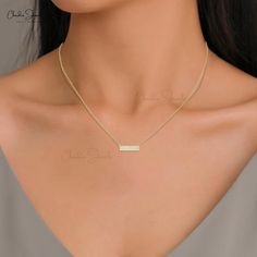 Description Adorn your neckline with our genuine white diamond rectangular necklace. Crafted in 14k gold bar, this necklace is dressed with three layers of round-cut white diamond parallel to each other. A minimal piece of jewelry to add a hint of elegance to any outfit. Product Details SKU CJ N 1770 WD Dimensions 16"x25mm Metal 14K Solid Gold Birthstone April DIAMOND DETAILS 1 Size 2mm Clarity & Color I1-I2/GH Pieces 12 Weight 0.36 carats Setting Pave Enhancement None DIAMOND DETAILS 2 Size 1.2 Elegant Rectangular Bar Necklace As Gift, Elegant Rectangular Bar Necklace For Gift, Elegant Rectangular Bar Necklace Gift, Minimalist Diamond Rectangular Pendant Jewelry, Elegant Silver Rectangular Bar Necklace, Gold Minimalist Diamond Bar Necklace, Minimalist Gold Diamond Bar Necklace, Elegant Rectangular Bar Necklace, Elegant 14k Gold Bar Necklace With Rectangular Pendant