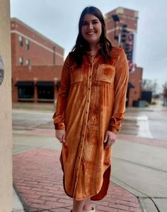 Umgee Rust Velvet Dress Midi Length Button Front Rust Velvet Dress, Velvet Dress Midi, White Boho Tops, Cuffed Denim Jeans, Velvet Midi Dress, Turquoise Earrings Dangle, Corduroy Skirt, Dress Midi, Babydoll Top