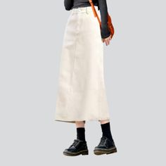 Introducing the new 2023 Spring-Summer Collection's elongated casual denim skirt, a perfect expression of casual style! Fashioned from premium quality denim, this versatile skirt features a high-waisted silhouette and a sleek slim fit for optimal comfort. With its unique stonewashed distressed pattern and zipper & button closure, this casual skirt is the ideal choice for any occasion.Why You'll Love It: Stonewashed Distressed Pattern: A truly unique design, perfect for expressing your individual Stylish Denim Skirt, Denim Skirts Online, Casual Denim Skirt, Womens Denim Skirts, Unique Skirts, New 2023, Casual Skirt, Casual Denim, Everyday Wardrobe