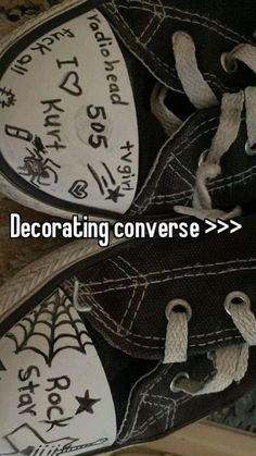 Converse Shoe Art, Converse Art Ideas, Converse Decoration Ideas, Converse Drawing Ideas, Decorating Converse, Converse Art