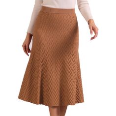 This long knit skirt features a flattering high waist design and a pull-on style, making it effortless to wear and perfect for every day or dressier occasions. The soft and cozy knit material provides warmth during cooler weather while maintaining breathability. The lettuce trim detail adds a feminine touch to the skirt, creating subtle ruffled edges along the hemline, adding a playful and trendy element to the classic silhouette, making it a versatile piece that can be dressed up or down. Long Knit Skirt, Long Knit Sweater, High Waist Skirt, Floral Midi Skirt, Slip Skirt, Midi Skirt Pencil, Long Sweater, Long Knit, Cozy Knit