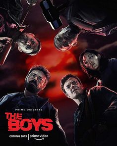 the boys movie poster with four men looking up