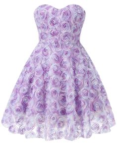 Strapless 3D Floral A Line Dress Lavender DESIGN: Color: Lavender Strapless design Sleeveless Floral detail A-line design Concealed zipper at back Gentle Dry Clean Only Length: Above knee MATERIAL: Polyester + Cotton High quality durable fabric. Delicate sewing and hemming by durable needle lockstitch machine. YKK zipper (known as the most durable and reliable zippers manufactured today). To maintain the beauty of your garment, please follow the care instructions on the attached label. Color may 3d Floral Dress, Fall Going Out Outfits, Floral A Line Dress, Lavender Design, September Outfits, Summer Business Casual Outfits, Summer Night Outfit, Dress Lavender, Date Outfit Summer