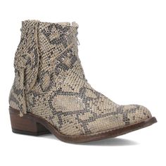 Step into a stylish look with these Dingo Clementine women's leather ankle boots.Click this FOOTWEAR GUIDE to find the perfect fit and more! Step into a stylish look with these Dingo Clementine women's leather ankle boots. Click this FOOTWEAR GUIDE to find the perfect fit and more! BOOT FEATURES Stylish snake print Studded accents Tassel detailBOOT CONSTRUCTION Leather upper Polyester lining TPR outsoleBOOT DETAILS Round toe Zipper closure Foam footbed 1.5-in. heel 5-in. shaft 8-in. circumferenc Dingo Boots, Womens Leather Ankle Boots, Low Heel Booties, Boot Print, Boots Women Fashion, Western Cowboy Boots, Shoes Booties, Leather Booties, Hottest Trends