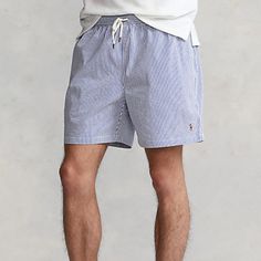 Polo Ralph Lauren 5.75-Inch Seersucker Traveler Classic Swim Trunk Size Xl Nwt Cotton-Blend Seersucker Gives These Mesh-Lined Swim Trunks An Iconic Polo Look. Classic Fit: Sits At The Waist. Eased Through The Leg. Elastic Drawstring Waistband. Side On-Seam Pockets. Back Right Buttoned Pocket. Woven “Polo Ralph Lauren Swimwear” Label At The Back Pocket. Mesh Brief For Additional Support. Signature Embroidered Pony At The Left Hem. Shell: Cotton, Polyester. Briefs: Polyester. Machine Washable. Imp Summer Seersucker Bottoms For Vacation, Seersucker Bottoms For Spring Vacation, Blue Seersucker Shorts For Spring, Short Length Seersucker Bottoms For Spring, Casual Seersucker Shorts For Spring, White Seersucker Bottoms For Spring, White Seersucker Bottoms For Beach, White Seersucker Shorts For Summer, Blue Seersucker Bottoms For Spring