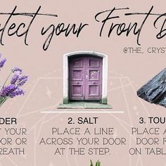 the steps to getting your front door painted purple are shown in three different colors and sizes