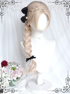 This price is for a wig only, others are not included. SizeFree SizeHair Length70 Long Curly Hair Back View, Wig Style Ideas, Hair Wig Styles, Hair Color Swatches, Cool Hair Designs, Kawaii Wigs, Androgynous Hair, Hair Color Underneath, Dyed Blonde Hair