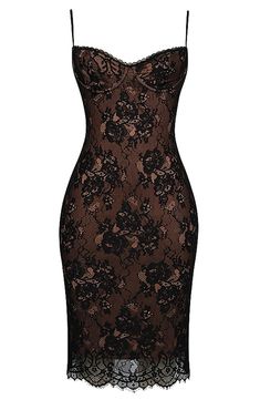 Scalloped Lace Bustier Midi Dress Black - Luxe Lace Dresses and Luxe Party Dresses Black Lace Fitted Corset Dress, Luxury Black Mini Lace Dress, Black Lace Bustier, Luxury Black Lace Mini Dress, Dolce And Gabbana Black Lace Dress, Black Lace Midi Dress, Backless Midi Dress, Lace Bustier, Bodycon Midi Dress