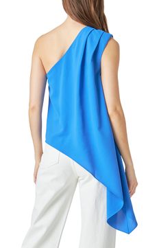 Channel breezy style in this asymmetric top that's a contemporary style standout. One-shoulder neck Lined 97% polyester, 3% spandex Hand wash, dry flat Imported Blue Fitted One-shoulder Top, Modern One-shoulder Summer Blouse, Stretchy Summer Top With Asymmetrical Hem, Blue Asymmetrical Blouse, Summer One-shoulder Stretch Top, Summer Tops With Stretch And Asymmetrical Neckline, Versatile Stretch One Shoulder Top For Summer, Summer Stretch One Shoulder Top With Asymmetrical Neckline, Summer Tops With Asymmetrical Neckline And Stretch