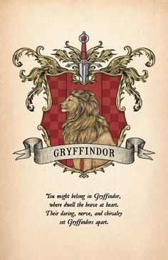 the gryffindor family crest is shown on an old paper