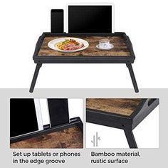 Black & Brown Bed Tray with Foldable Legs FredCo Bed Tray Table, Romantic Breakfast, Portable Workstation, Ways To Wake Up, Brown Bed, Bed Tray, Breakfast Tray, Black Bamboo, Nutritious Breakfast