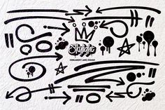 an image of graffiti written in black ink on white paper with arrows and other symbols