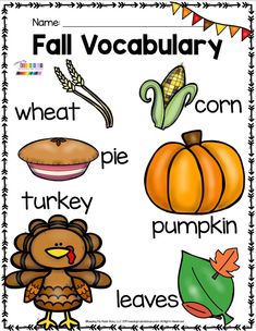 a thanksgiving word family with pictures and words